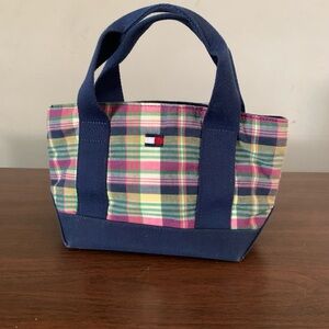 Tommy Hilfiger y2k plaid mini canvas tote bag